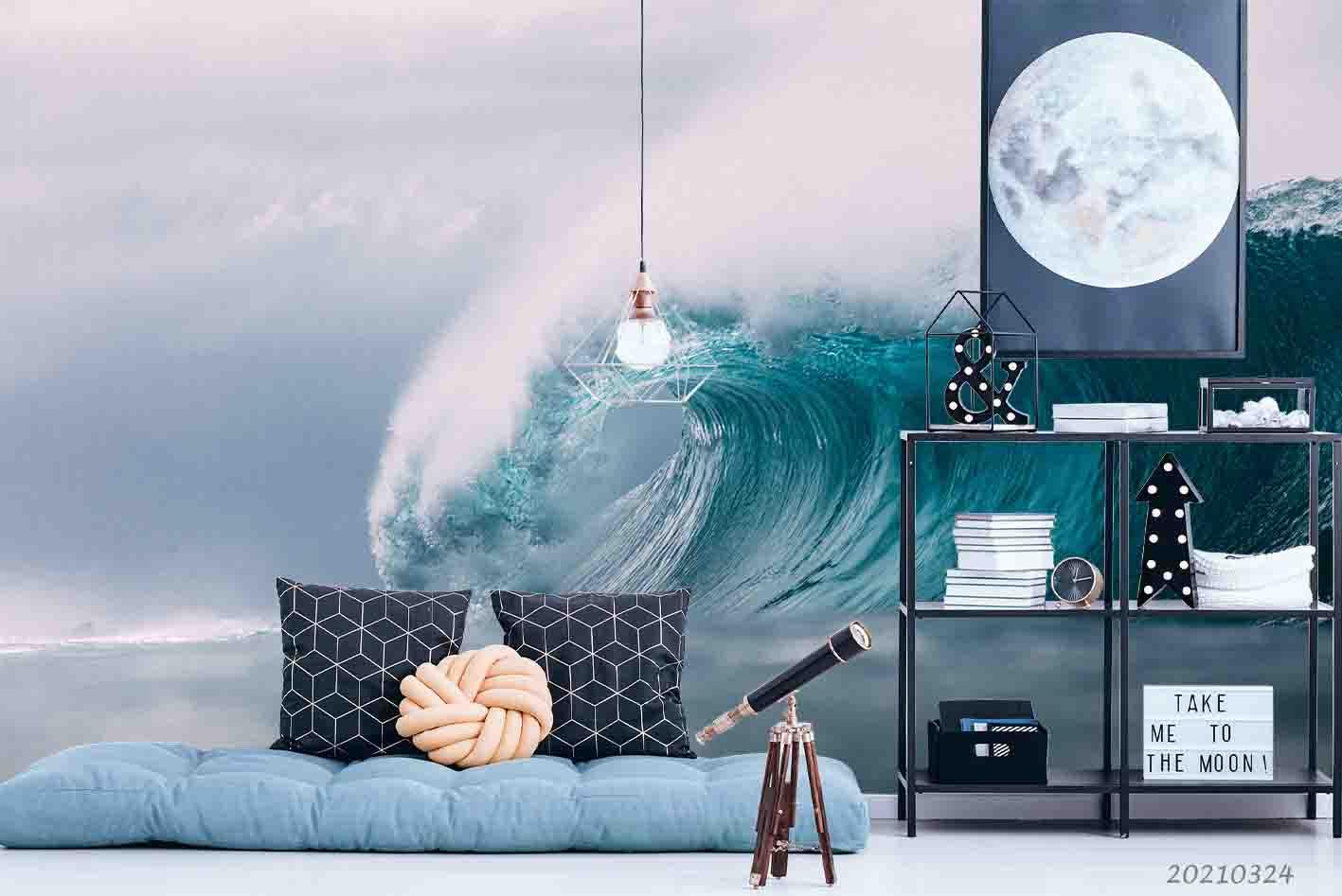 3D Sea Wave Landscape Wall Mural Wallpaper LQH 337- Jess Art Decoration