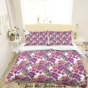 3D Purple Flowers Pattern Quilt Cover Set Bedding Set Duvet Cover Pillowcases WJ 1374- Jess Art Decoration