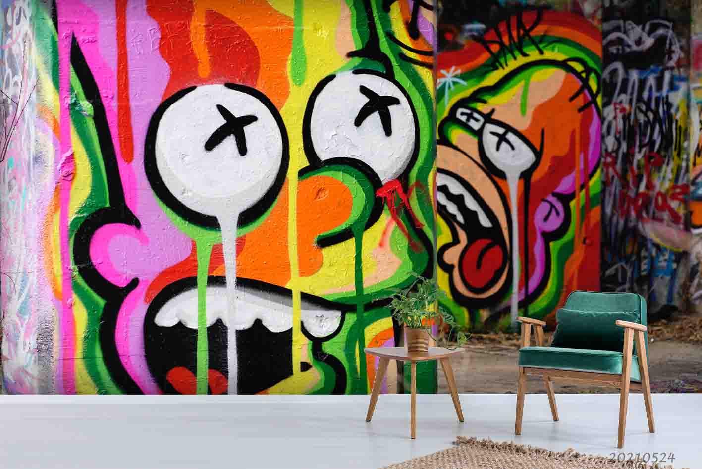 3D Abstract Graffiti Cartoon Cry Color Wall Mural Wallpaper SWW245- Jess Art Decoration