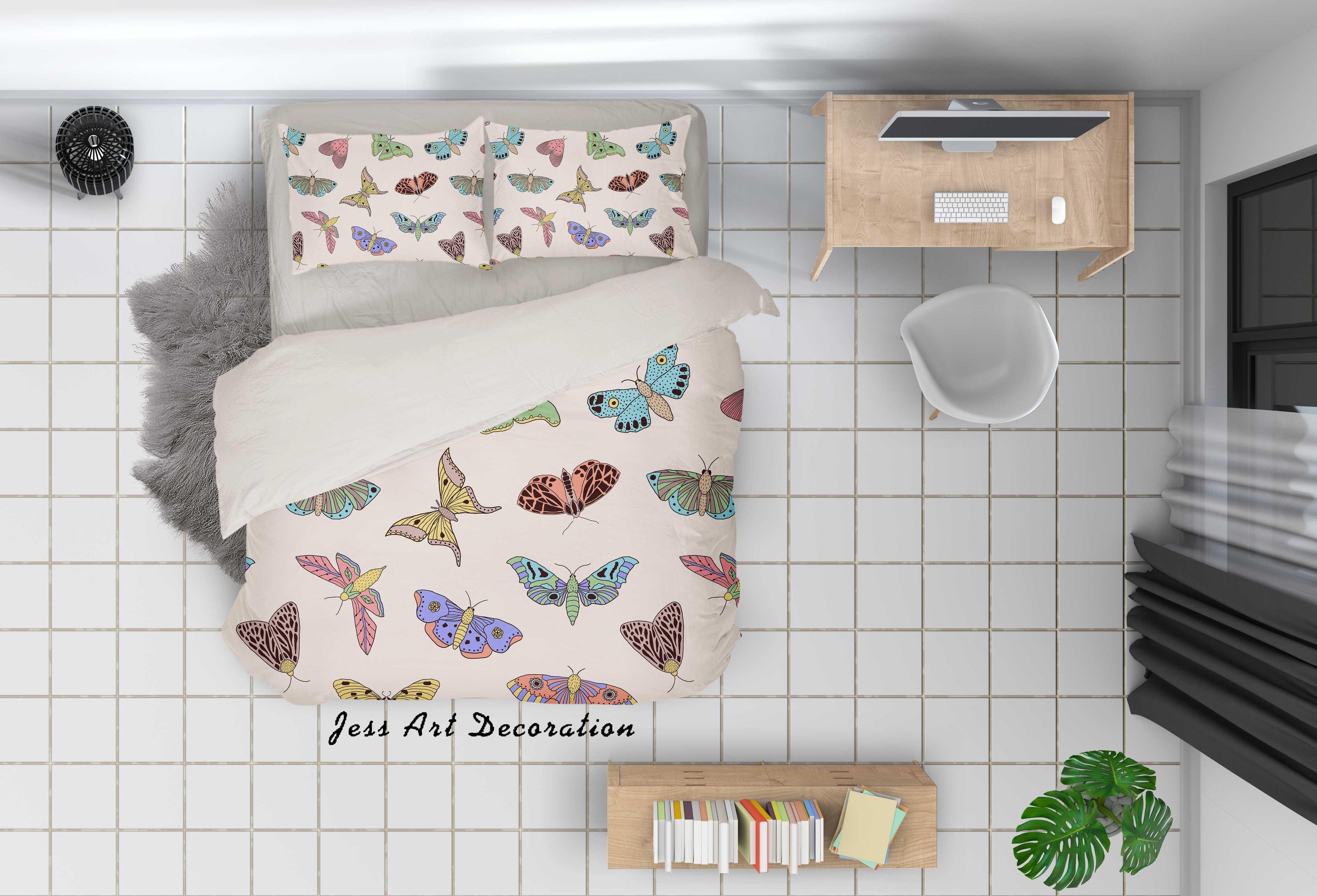 3D Cartoon Color Butterfly Quilt Cover Set Bedding Set Pillowcases 10- Jess Art Decoration
