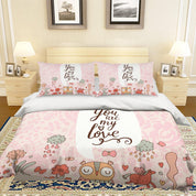 3D Cartoon Animal Pink Quilt Cover Set Bedding Set Pillowcases 70- Jess Art Decoration