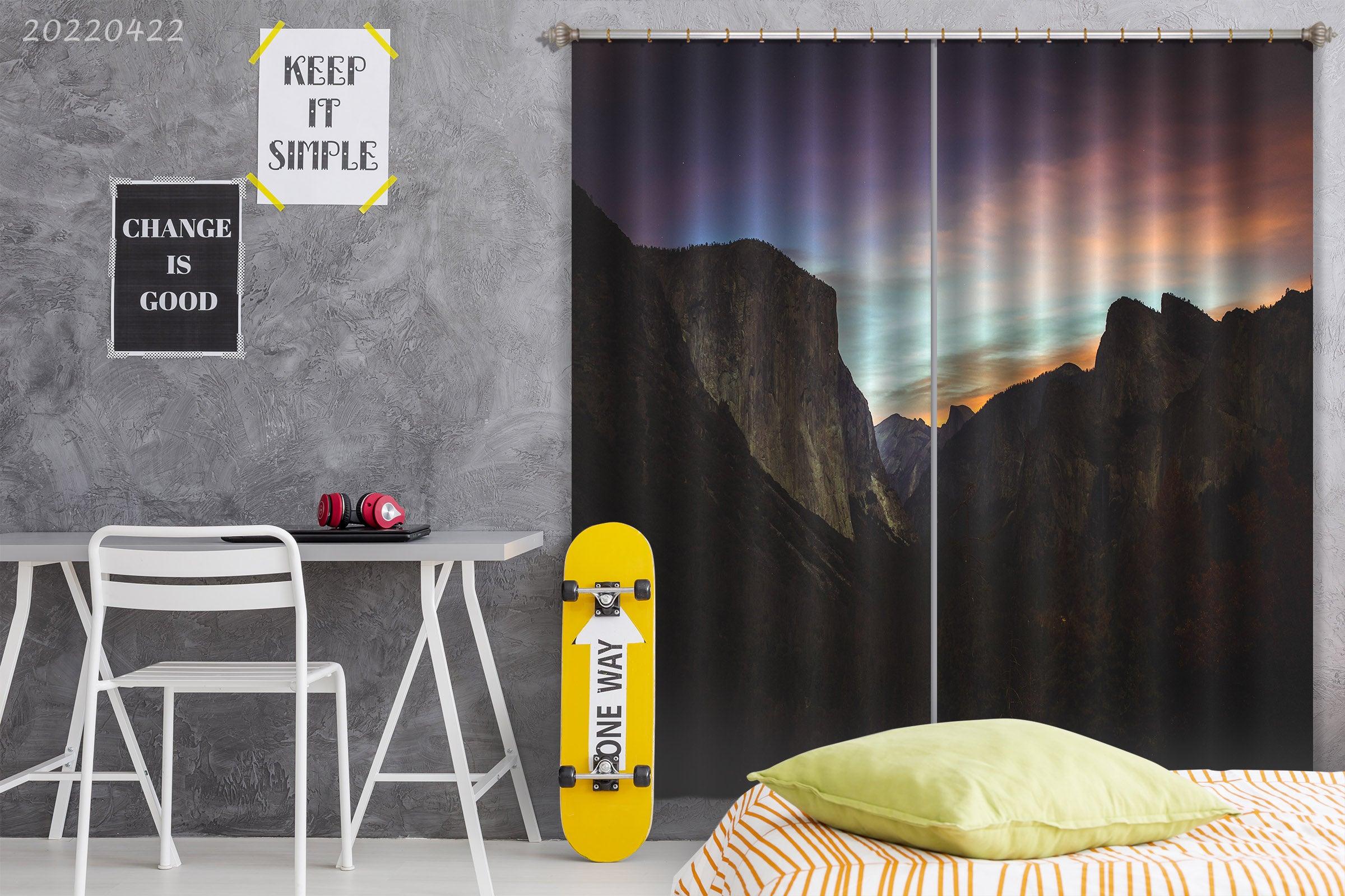 3D Landscape Mountain Peak Sunset Curtains and Drapes GD 4294- Jess Art Decoration