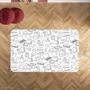 3D Abstract School Supplies Illustrations Doodle Non-Slip Rug Mat 3- Jess Art Decoration