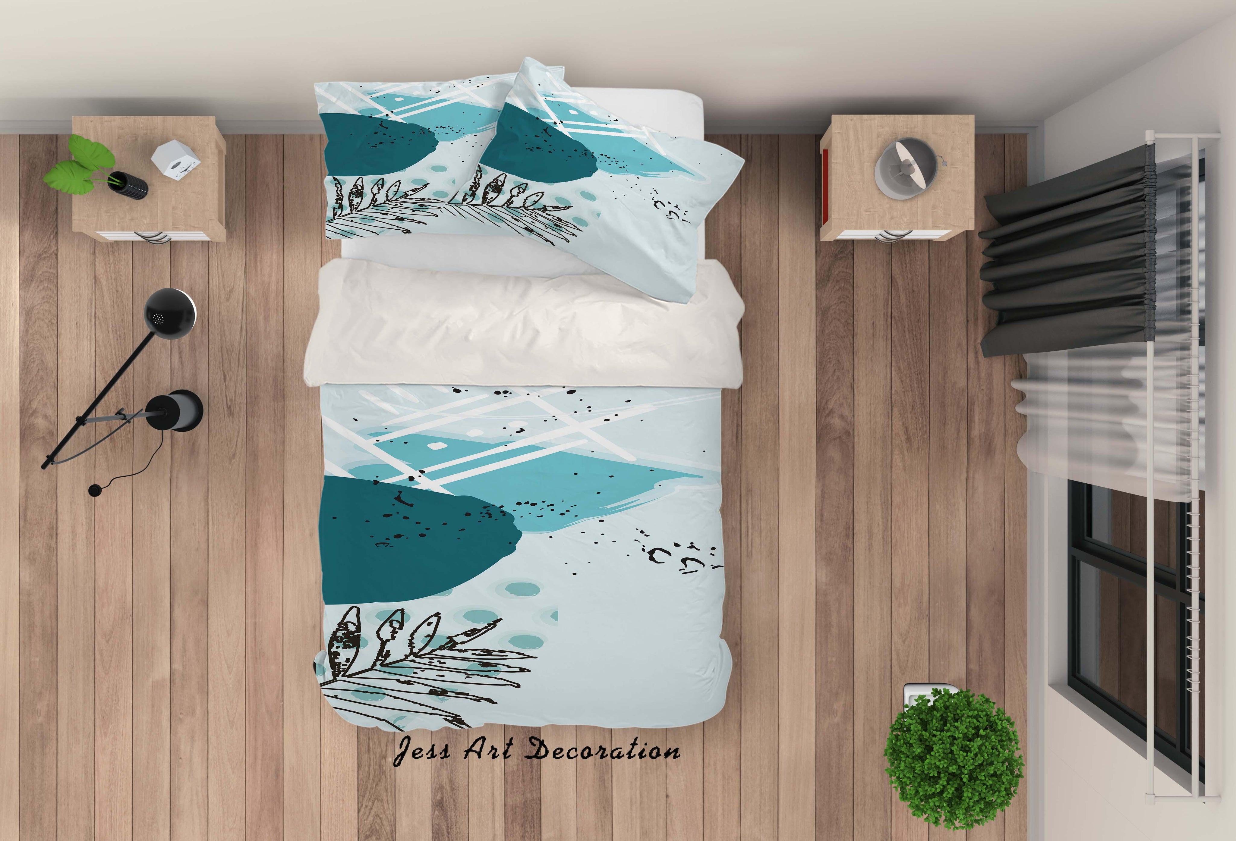 3D Watercolor Leaves Quilt Cover Set Bedding Set Pillowcases 69- Jess Art Decoration