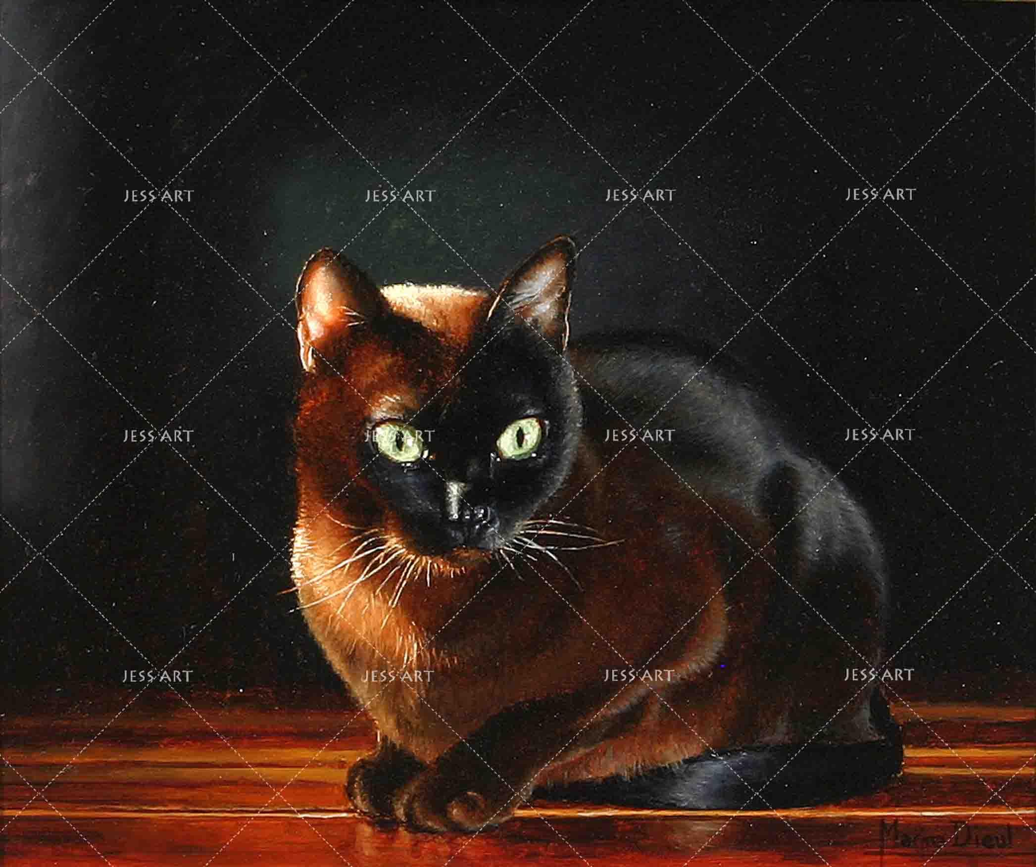 3D Black Cat Oil Painting Wall Mural Wallpaper 47- Jess Art Decoration