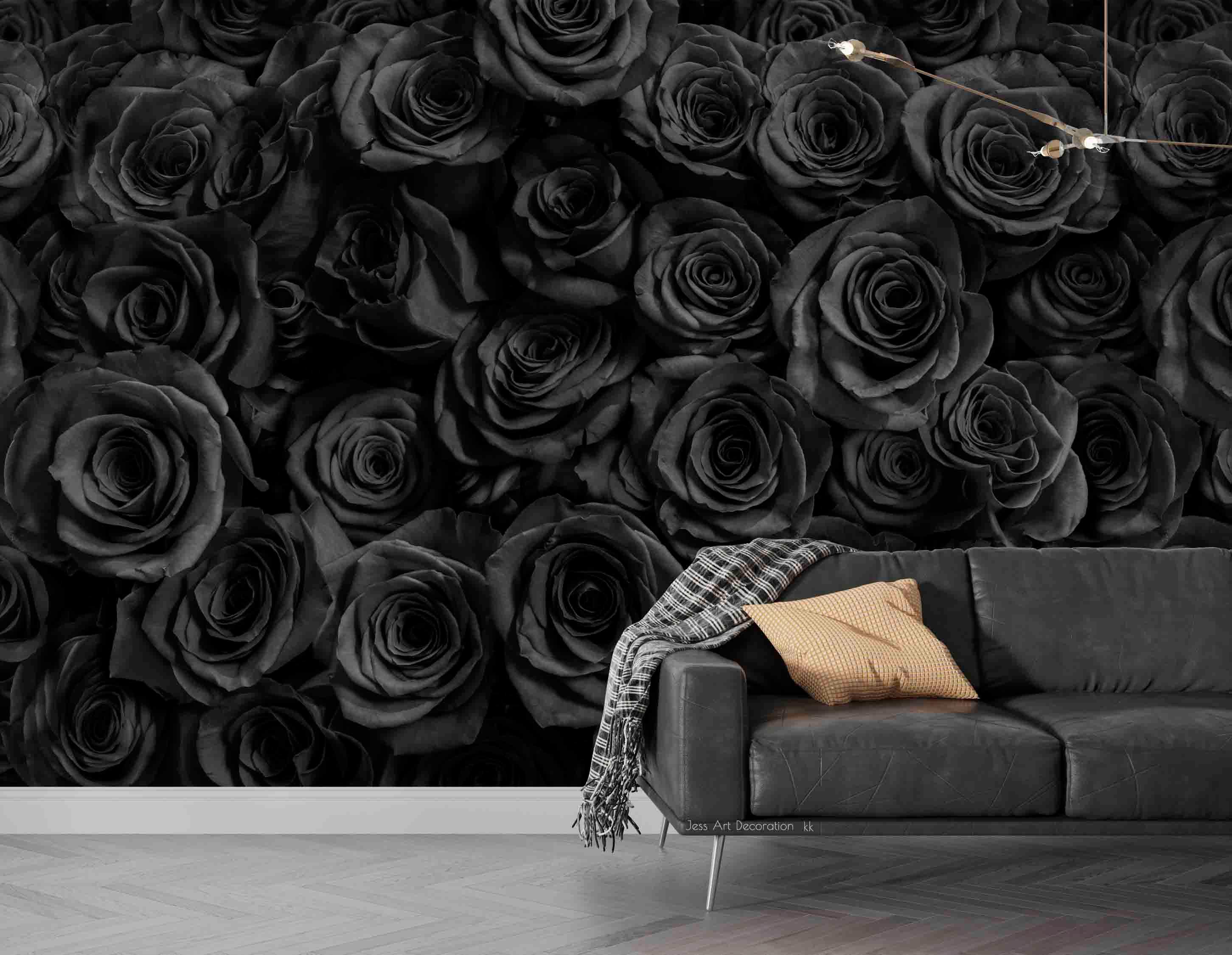 3D Vintage Black Roses Background Pattern Wall Mural Wallpaper GD 3602- Jess Art Decoration
