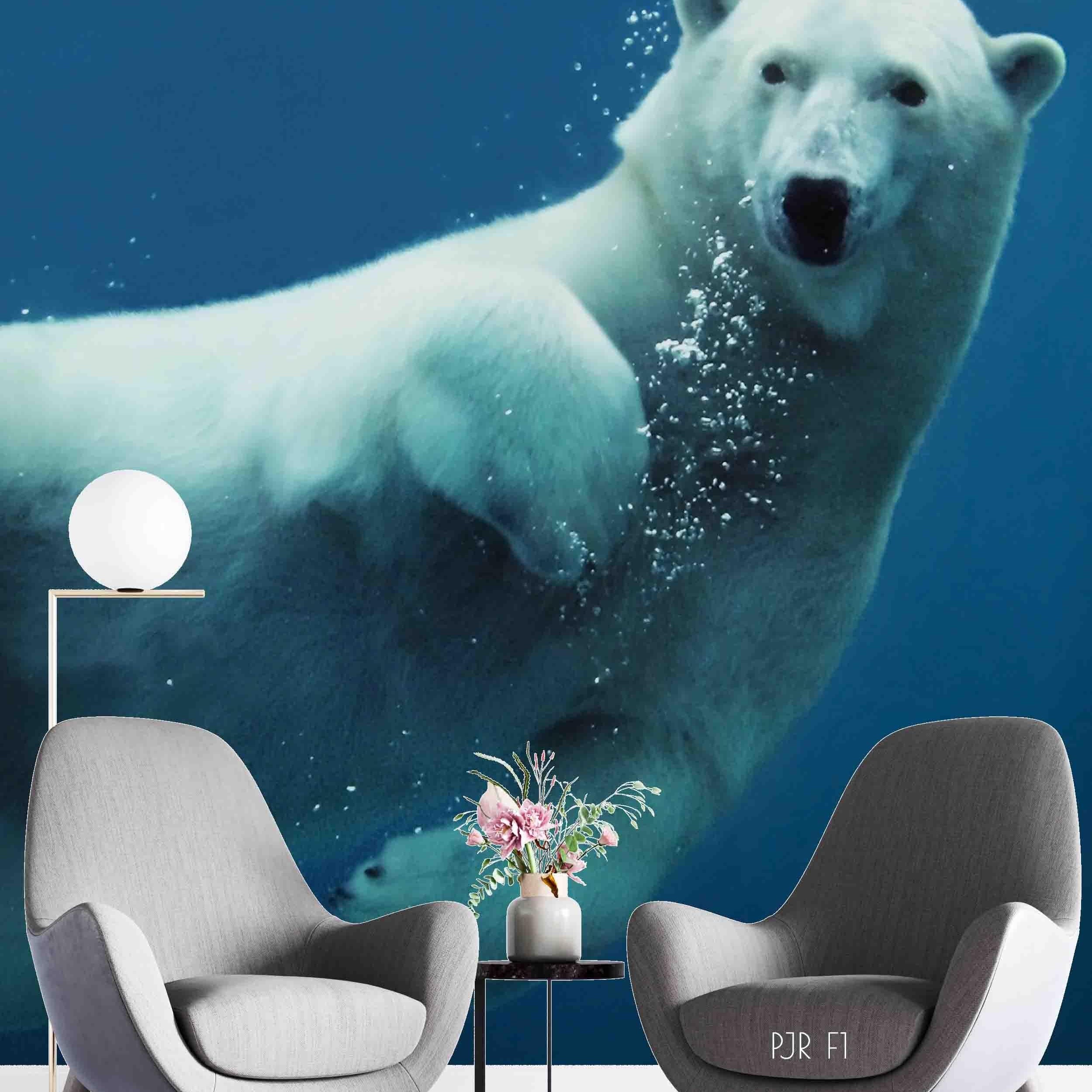 3D Polar Bear polar bear animal mural wall mural wallpaper for nursery