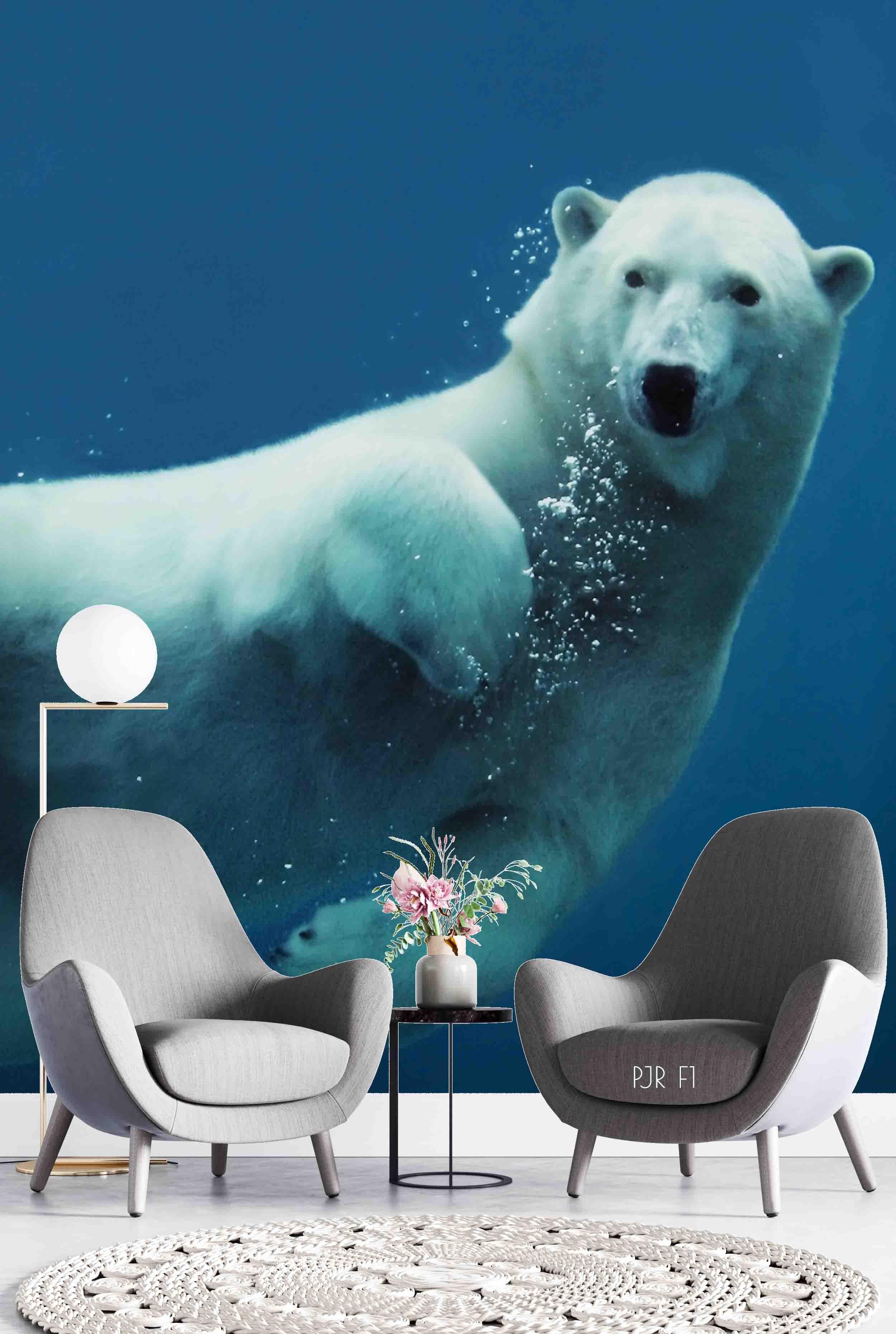 3D Polar Bear polar bear animal mural wall mural wallpaper for nursery
