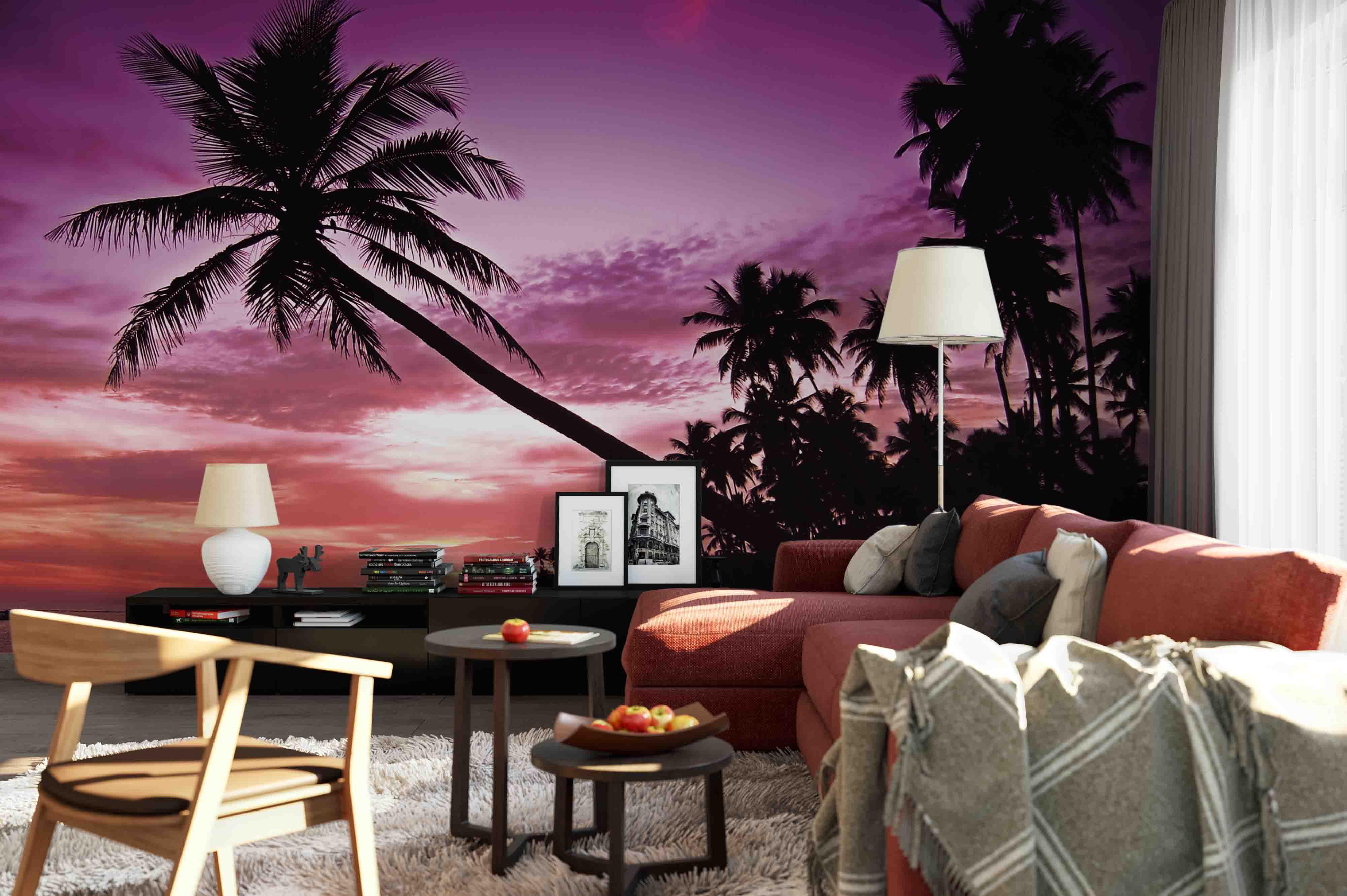 3D Tropical Coconut Tree Sea Sunset Wall Mural Wallpaper 111- Jess Art Decoration