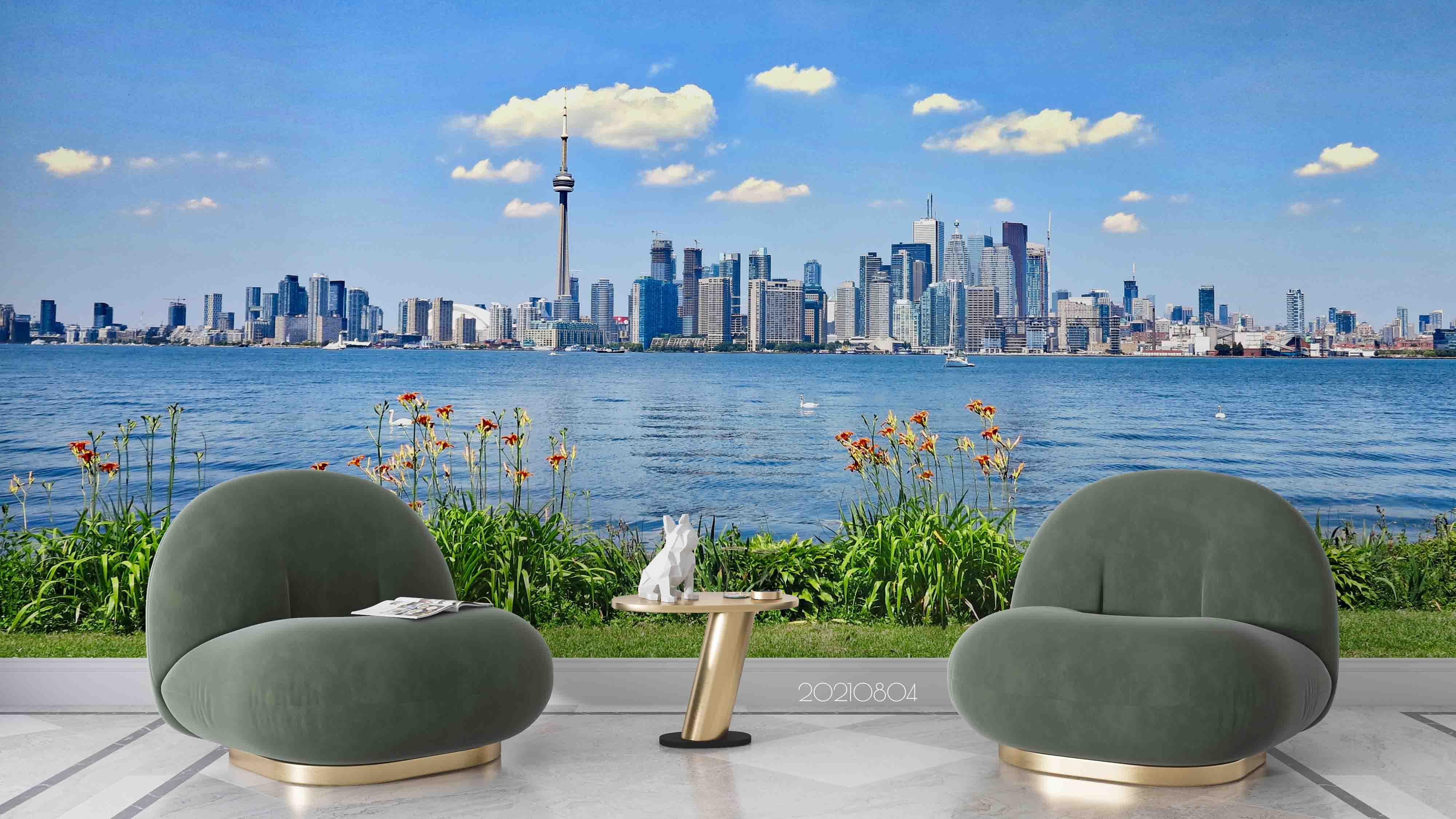 3D City Landmark Building River Wall Mural Wallpaper 5032- Jess Art Decoration