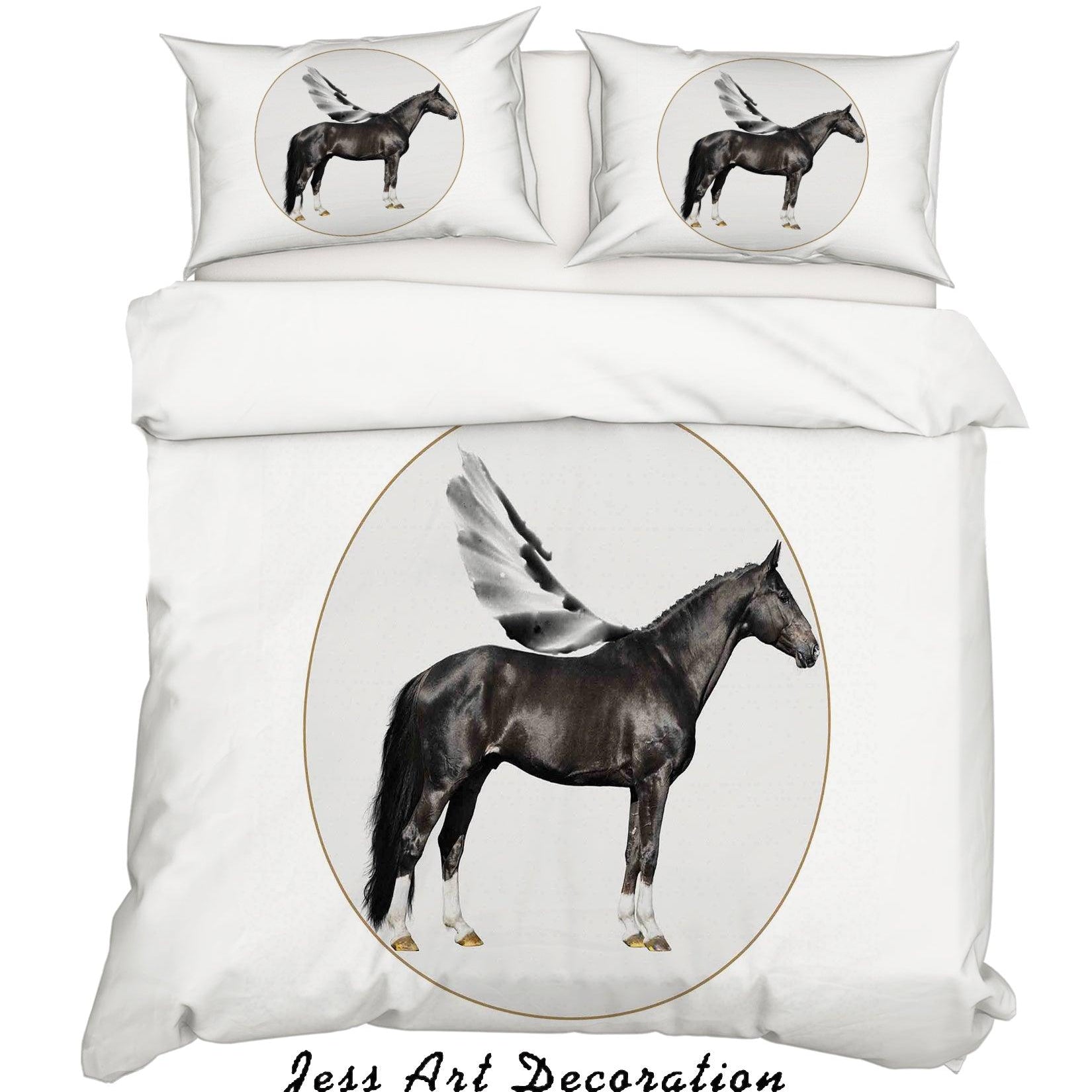 3D White Pegasus Horse Quilt Cover Set Bedding Set Pillowcases 120- Jess Art Decoration