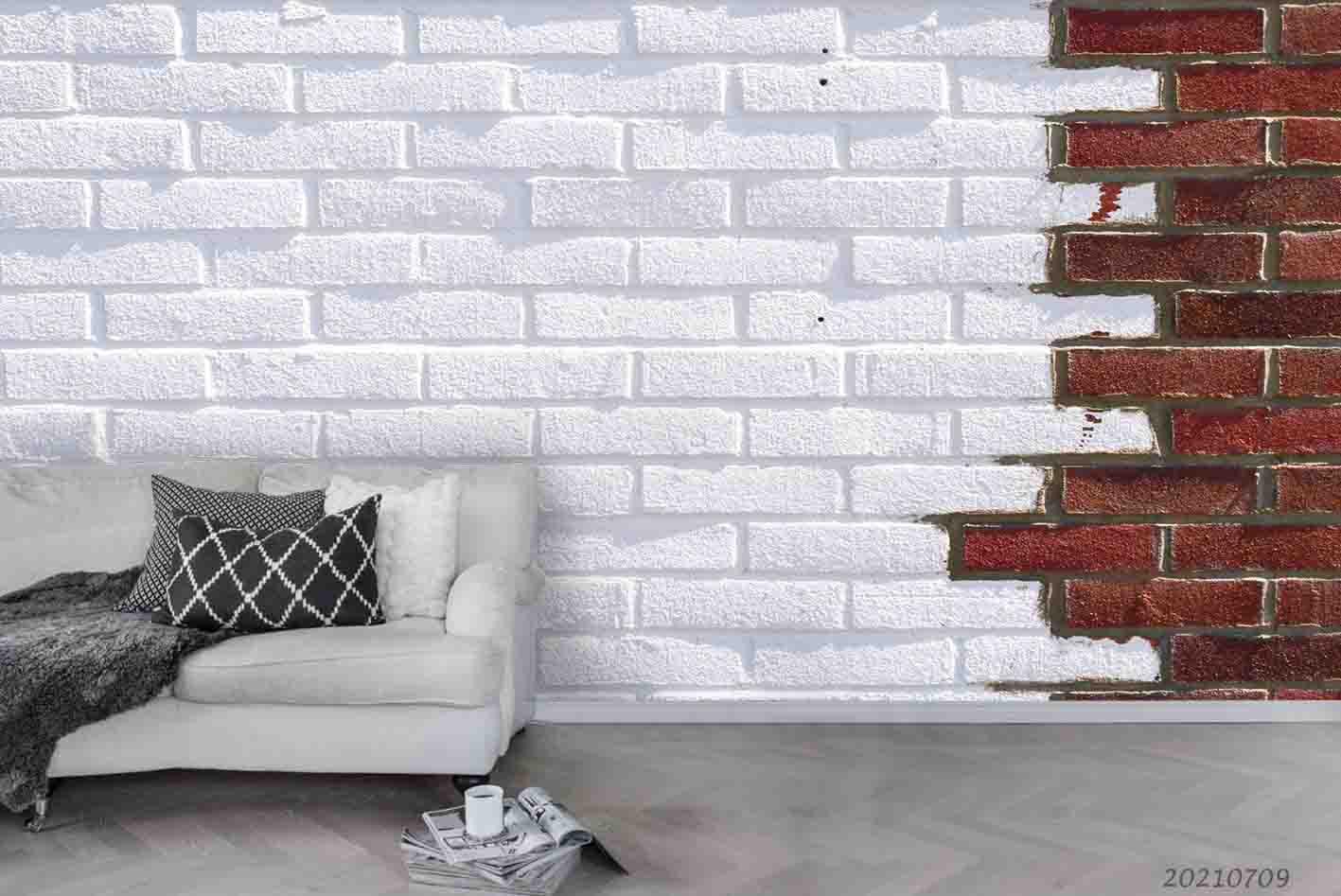3D White Red Brick Wall Mural Wallpaper SWW4347- Jess Art Decoration