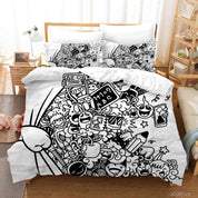3D Cartoon Grey Monster Graffiti Quilt Cover Set Bedding Set Duvet Cover Pillowcases 46- Jess Art Decoration