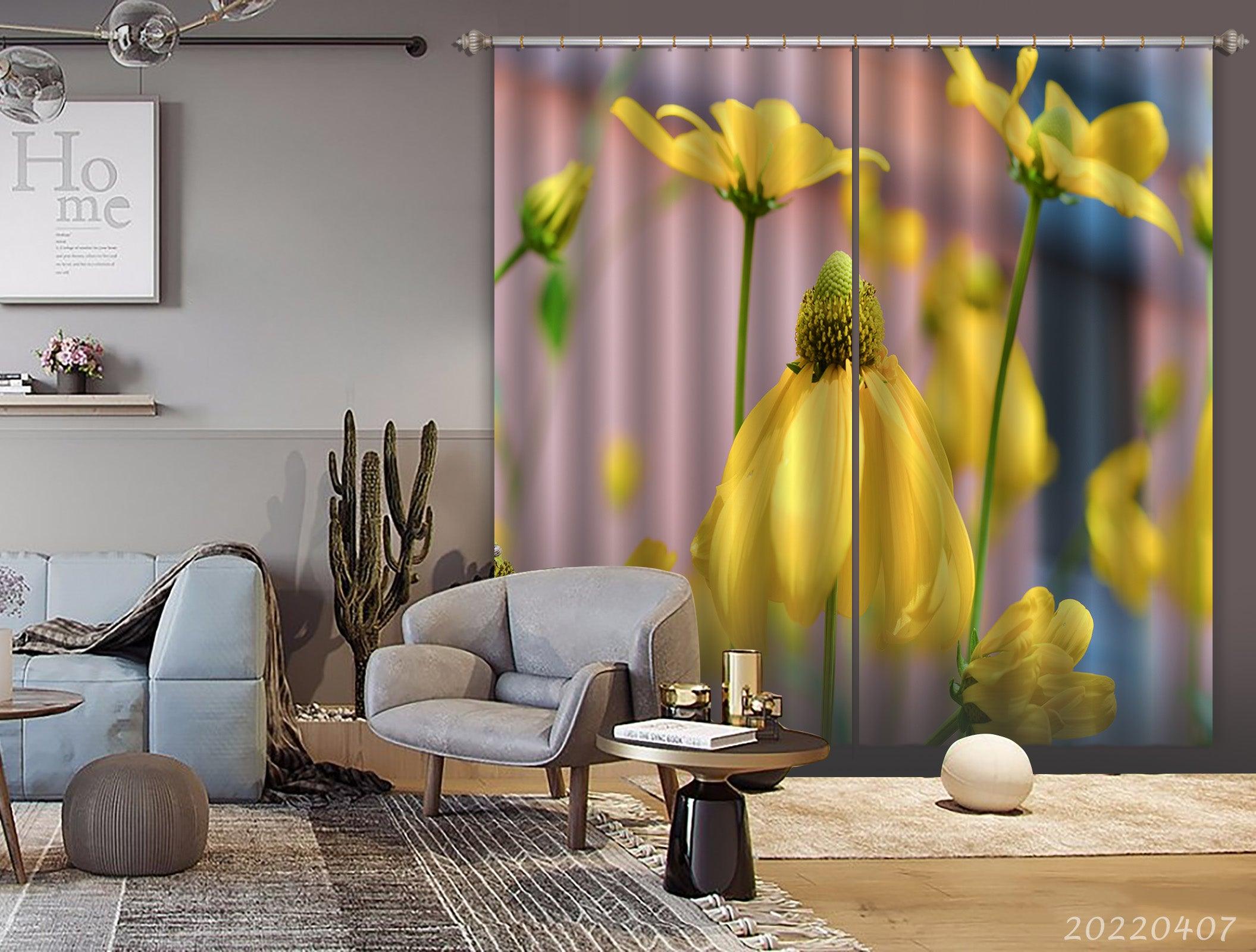 3D Nature Blossom Plant Field Meadow Flower Curtains and Drapes GD 3503- Jess Art Decoration