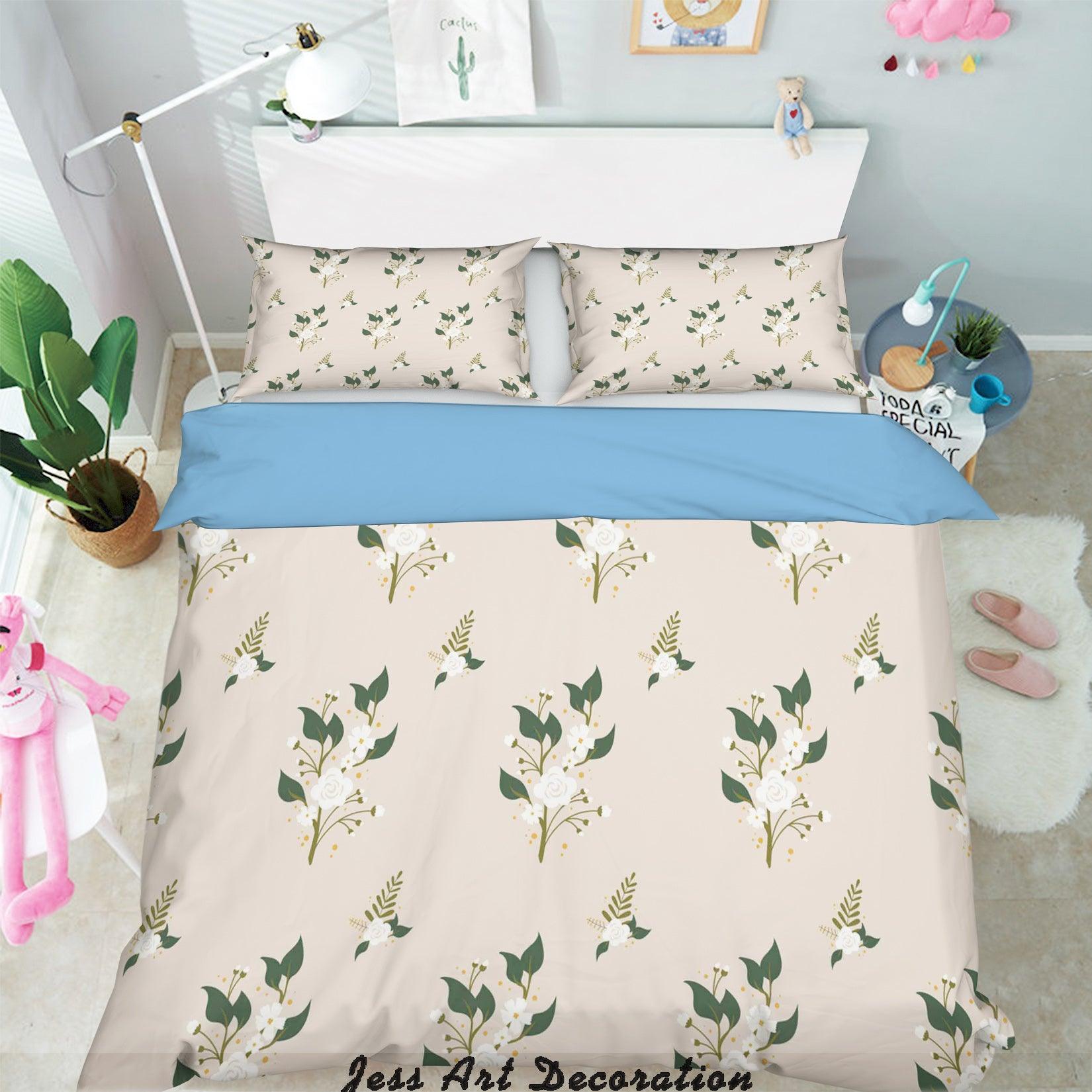 3D White Flowers Pattern Quilt Cover Set Bedding Set Pillowcases 108- Jess Art Decoration