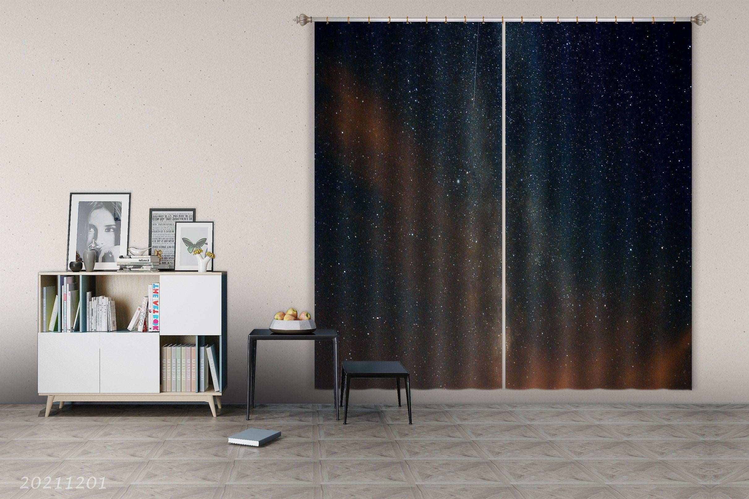 3D Abstract Space Starry Blue Curtains and Drapes LLL 118- Jess Art Decoration