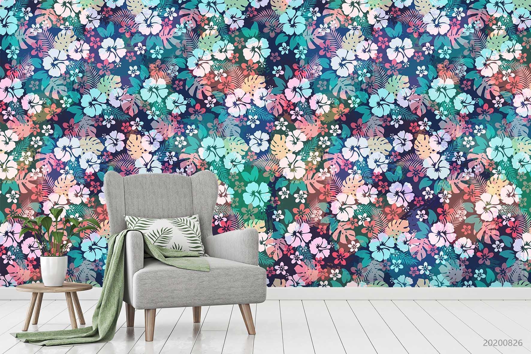 3D Hand Sketching Colorful Floral Plant Wall Mural Wallpaper LXL 1330- Jess Art Decoration