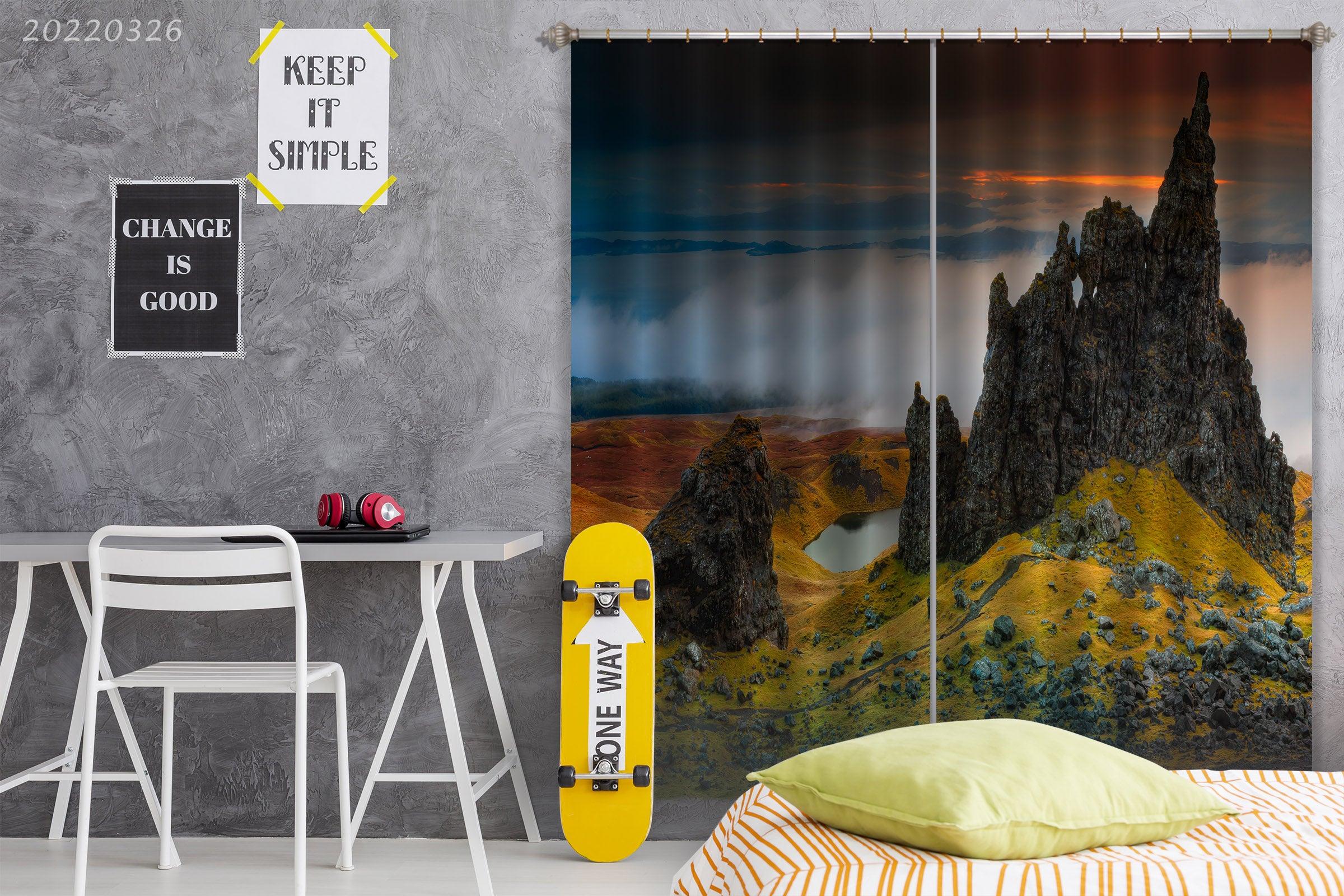 3D Landscape Peak Wilderness River Fog Curtains and Drapes GD 3016- Jess Art Decoration