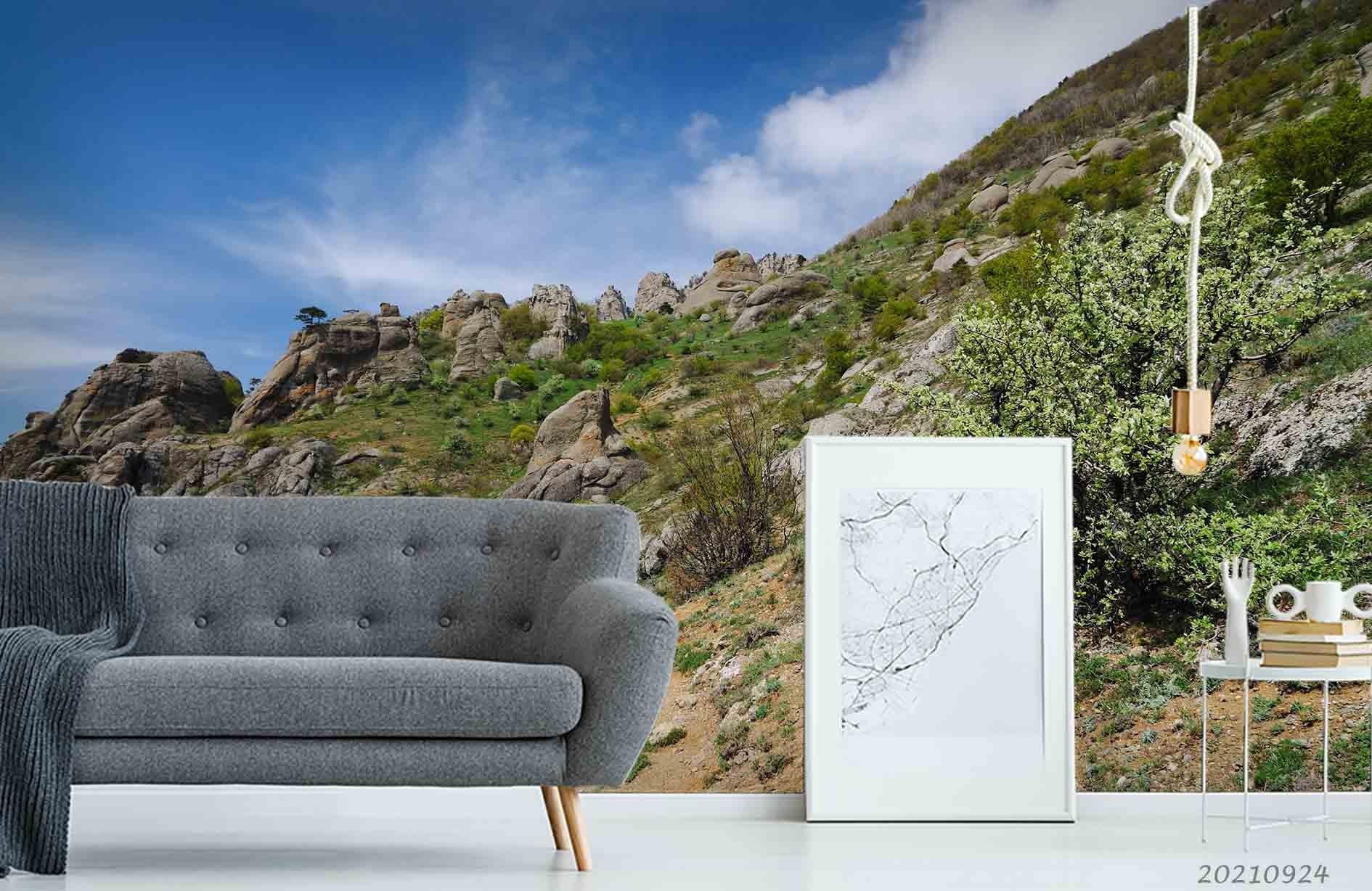 3D Blue Sky Mountain Nature Landscape Wall Mural Wallpaper LQH 4- Jess Art Decoration