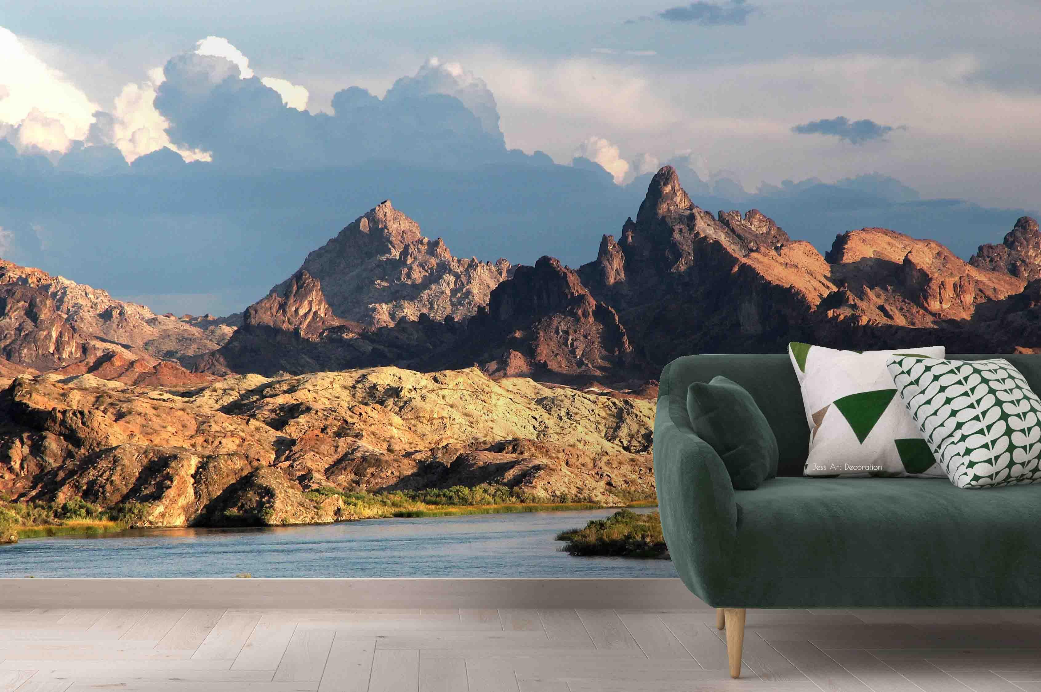 3D Mountain Sky Stream Landscape Nature Wall Mural Wallpaper LLL 1758- Jess Art Decoration