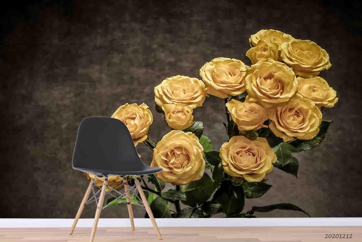 3D Yellow Rose Floral Wall Mural Wallpaper LXL- Jess Art Decoration