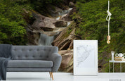 3D Green Forest Rock River Landscape Wall Mural Wallpaper LQH 513- Jess Art Decoration