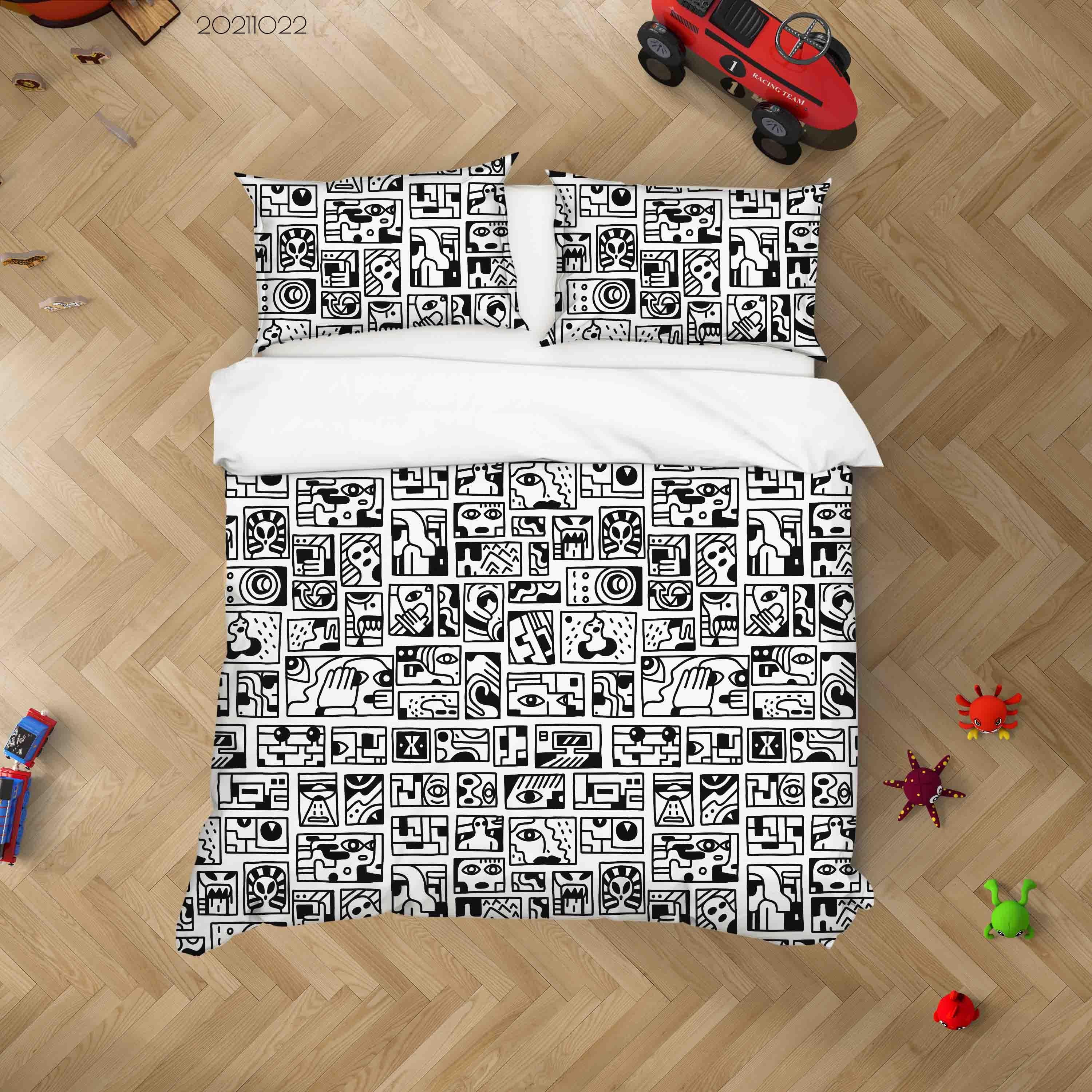 3D Abstract Illustration Doodle Quilt Cover Set Bedding Set Duvet Cover Pillowcases 82- Jess Art Decoration