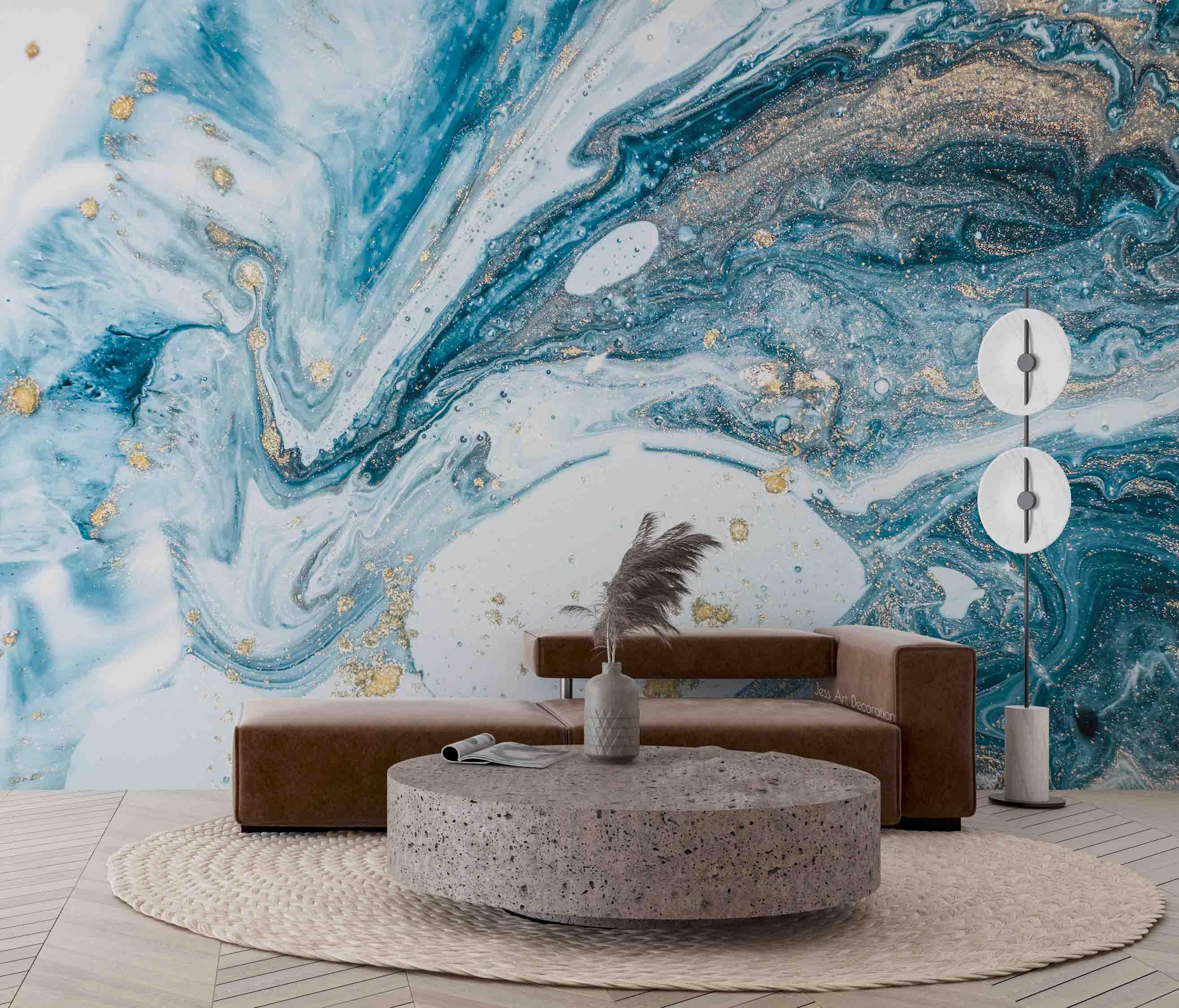 3D Abstract Blue Gold Marble Texture Wall Mural Wallpaper GD 2762- Jess Art Decoration