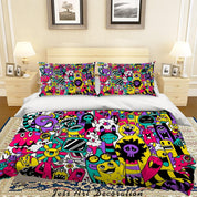 3D Graffiti Colorful Monster Quilt Cover Set Bedding Set Duvet Cover Pillowcases LXL 87- Jess Art Decoration