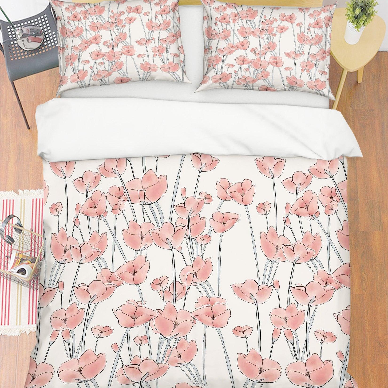 3D Pink Floral Quilt Cover Set Bedding Set Pillowcases 15- Jess Art Decoration