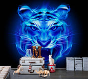 3D Blue Abstract Tiger Head Wall Mural Wallpaper 02- Jess Art Decoration