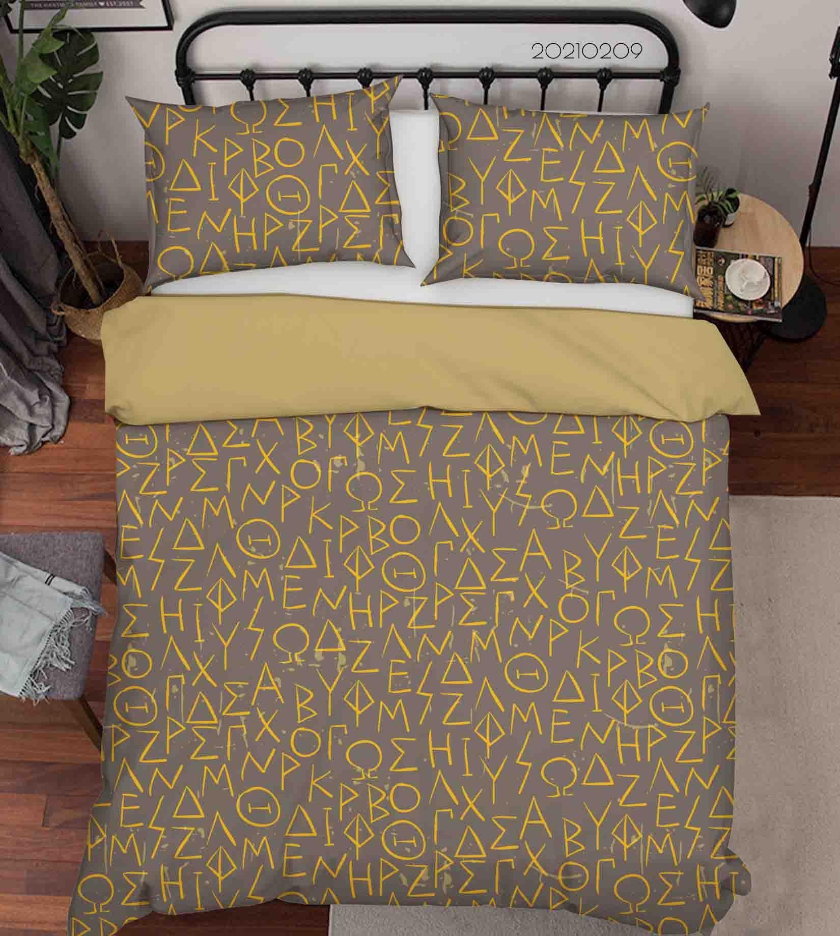 3D Hand Drawn Golden Letter Symbol Quilt Cover Set Bedding Set Duvet Cover Pillowcases 248- Jess Art Decoration