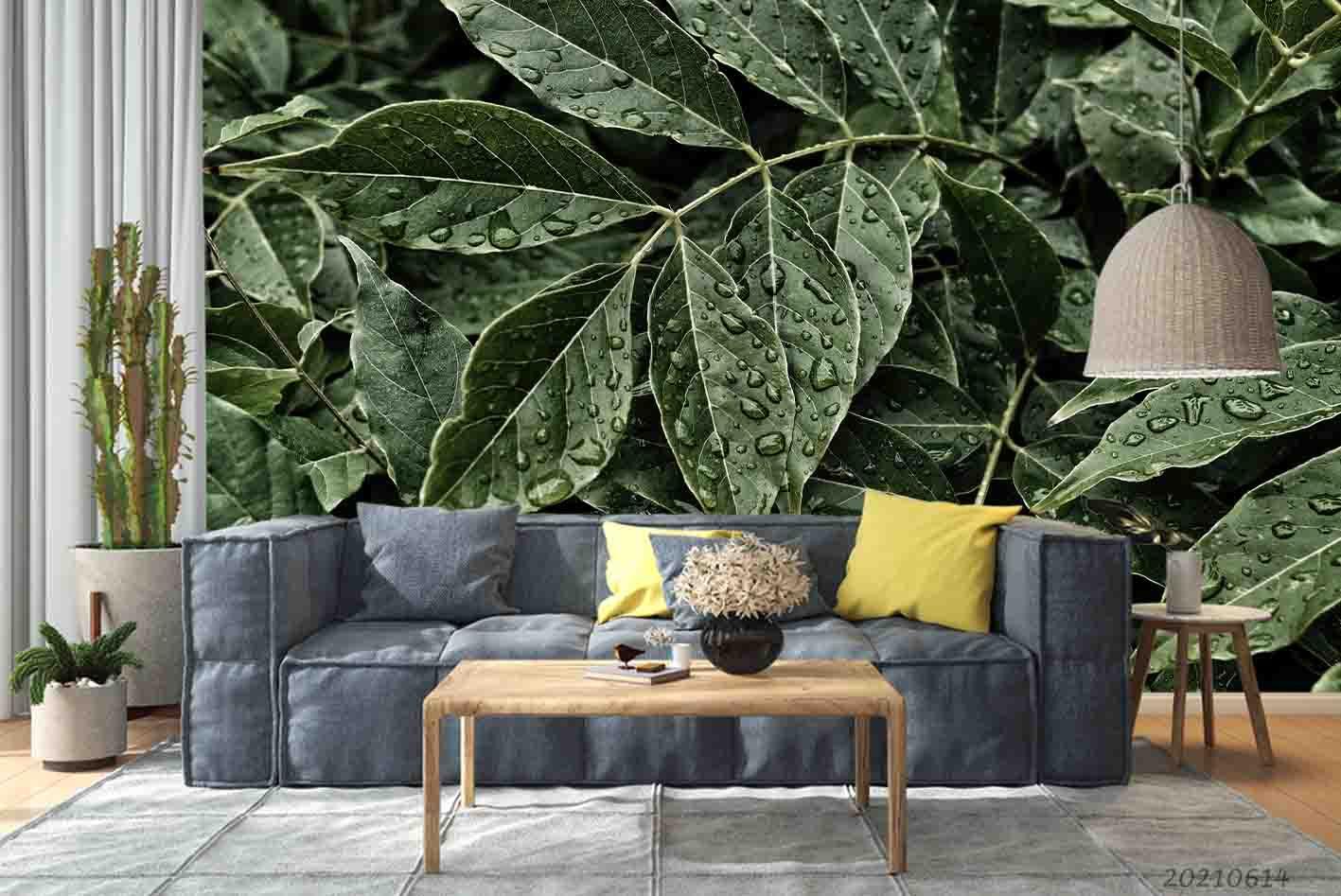 3D Tropics Plant Leaf Background Wall Mural Wallpaper SWW2355- Jess Art Decoration