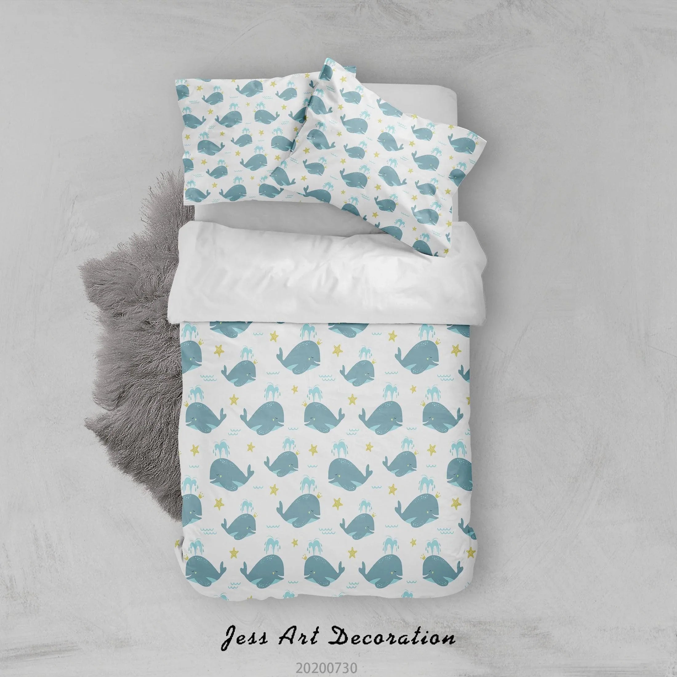 3D Cartoon Blue Star Elephant Quilt Cover Set Bedding Set Duvet Cover Pillowcases LXL 26- Jess Art Decoration