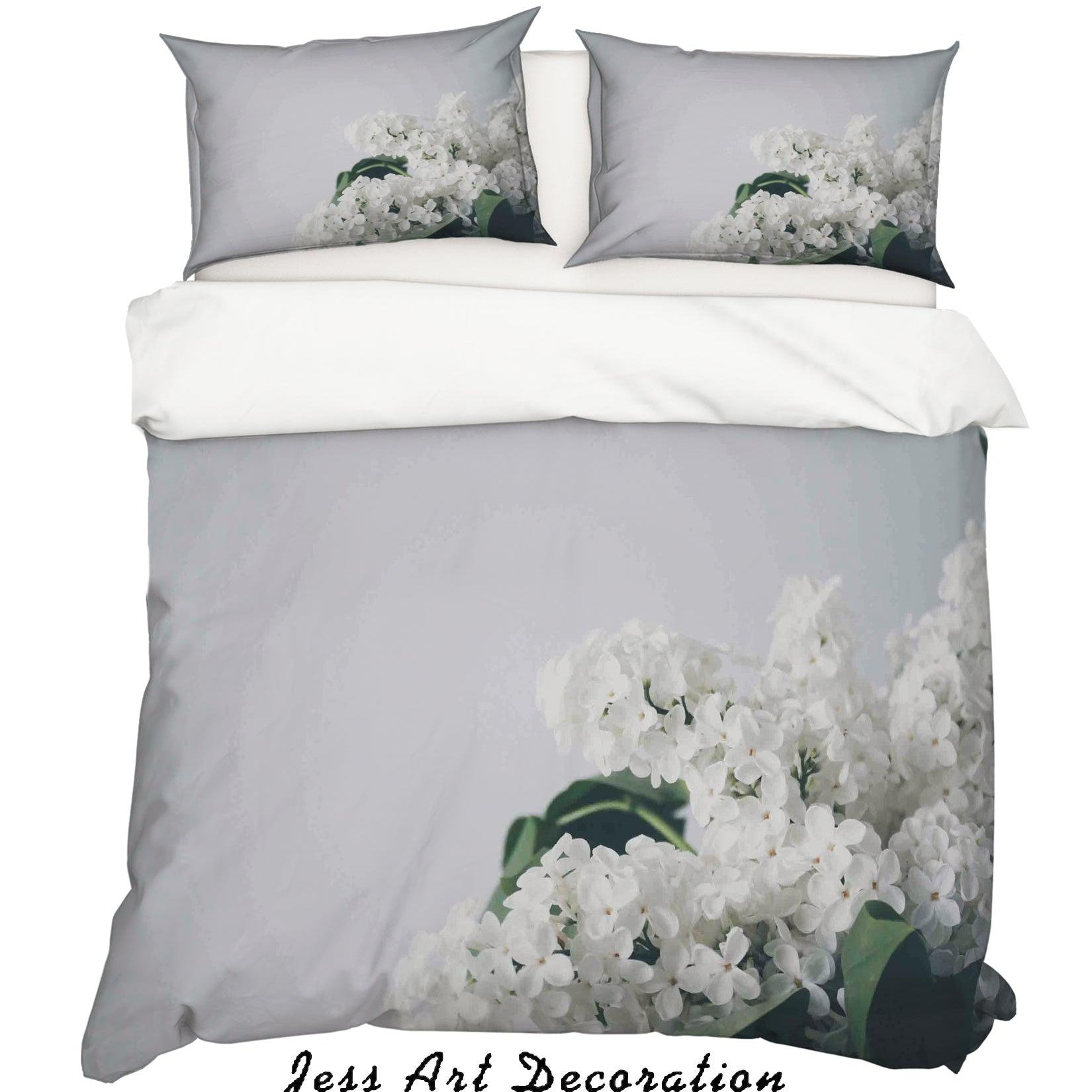 3D White Pear Flower Quilt Cover Set Bedding Set Duvet Cover Pillowcases LQH A171- Jess Art Decoration
