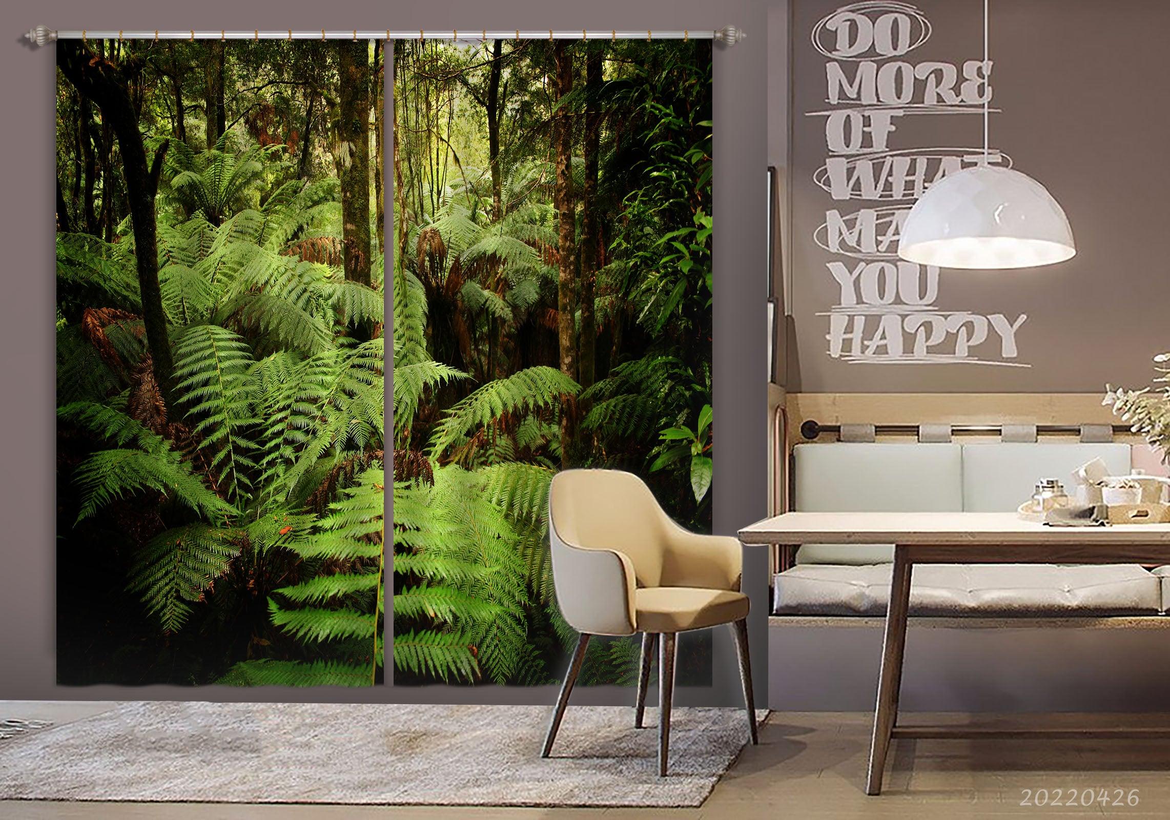 3D Landscape Jungle Green Plant Leaf Curtains and Drapes GD 4959- Jess Art Decoration