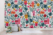 3D Cartoon Colorful Floral House Green Leaves Wall Mural Wallpaper LXL 1123- Jess Art Decoration