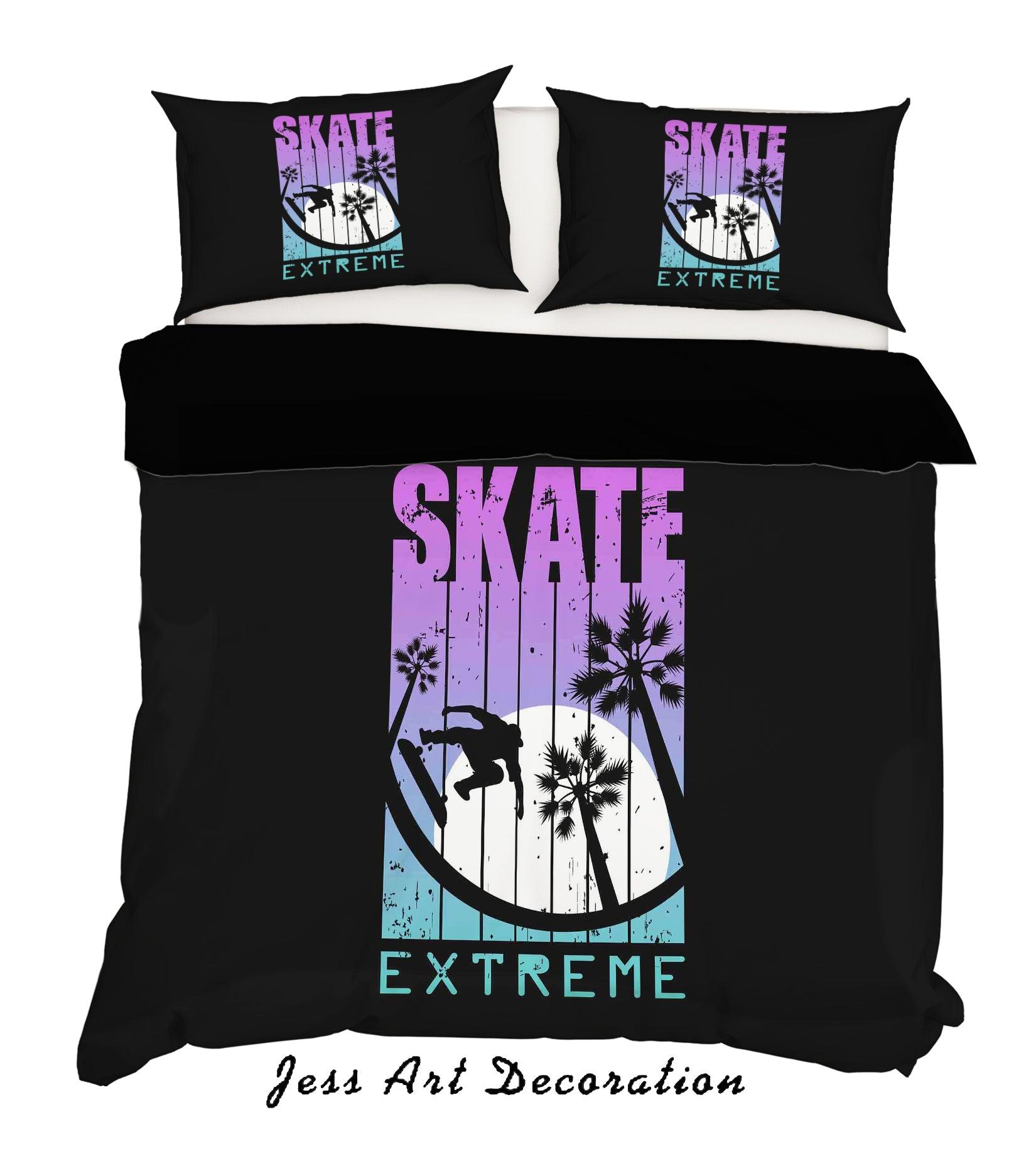 3D Black Skateboard Quilt Cover Set Bedding Set Pillowcases 07- Jess Art Decoration
