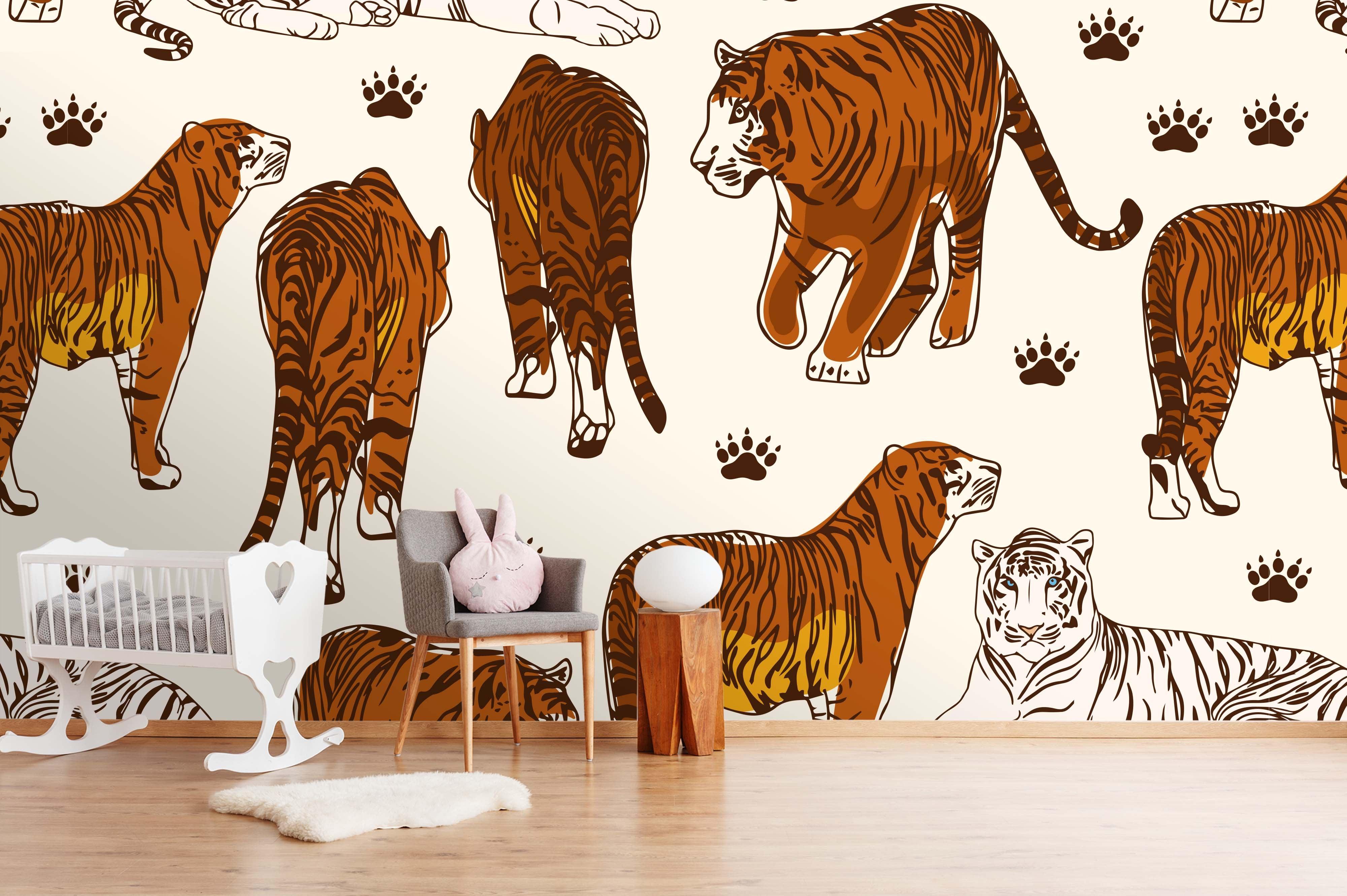 3D watercolor tigers wall mural wallpaper 47- Jess Art Decoration