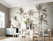 3D Retro Sketch Tropical Palm Trees Wall Mural Removable 111- Jess Art Decoration