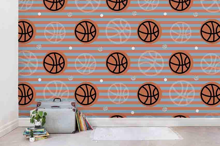 3D Basketball Stripes Wall Mural Wallpaper SF02- Jess Art Decoration