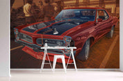 3D Retro American Red Muscle Car Pattern Wall Mural Wallpaper GD 3248- Jess Art Decoration