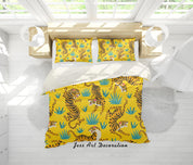 3D Tigers Yellow Background Quilt Cover Set Bedding Set Pillowcases 11- Jess Art Decoration