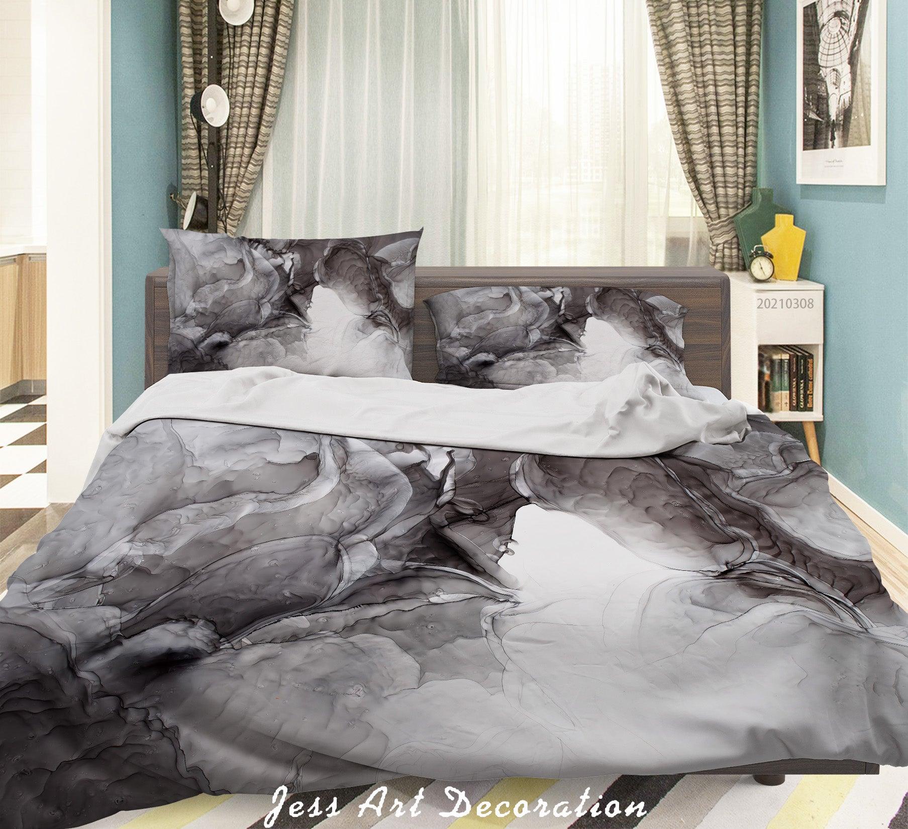 3D Abstract Grey Marble Quilt Cover Set Bedding Set Duvet Cover Pillowcases 310- Jess Art Decoration
