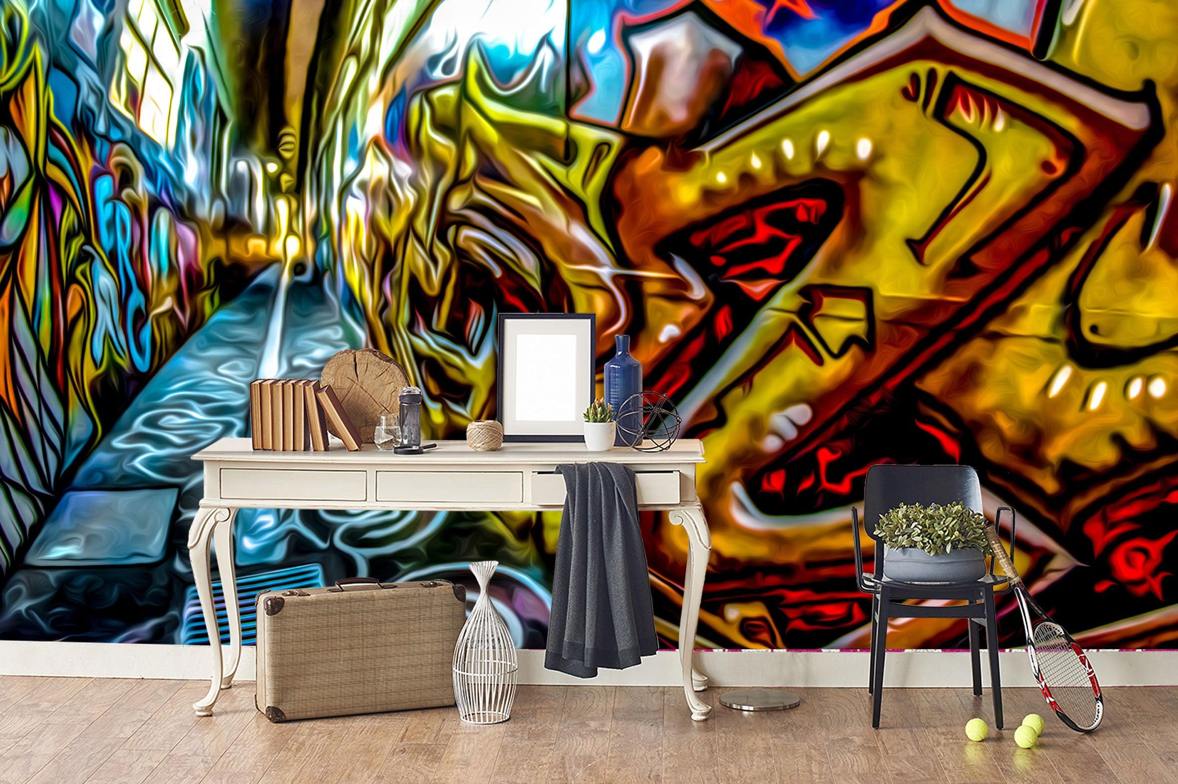 3D Retro Abstract Graffiti Wall Mural Wallpaper 179- Jess Art Decoration