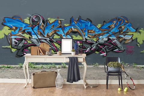 3D Blue Abstract Logo Wall Mural Wallpaper B58- Jess Art Decoration