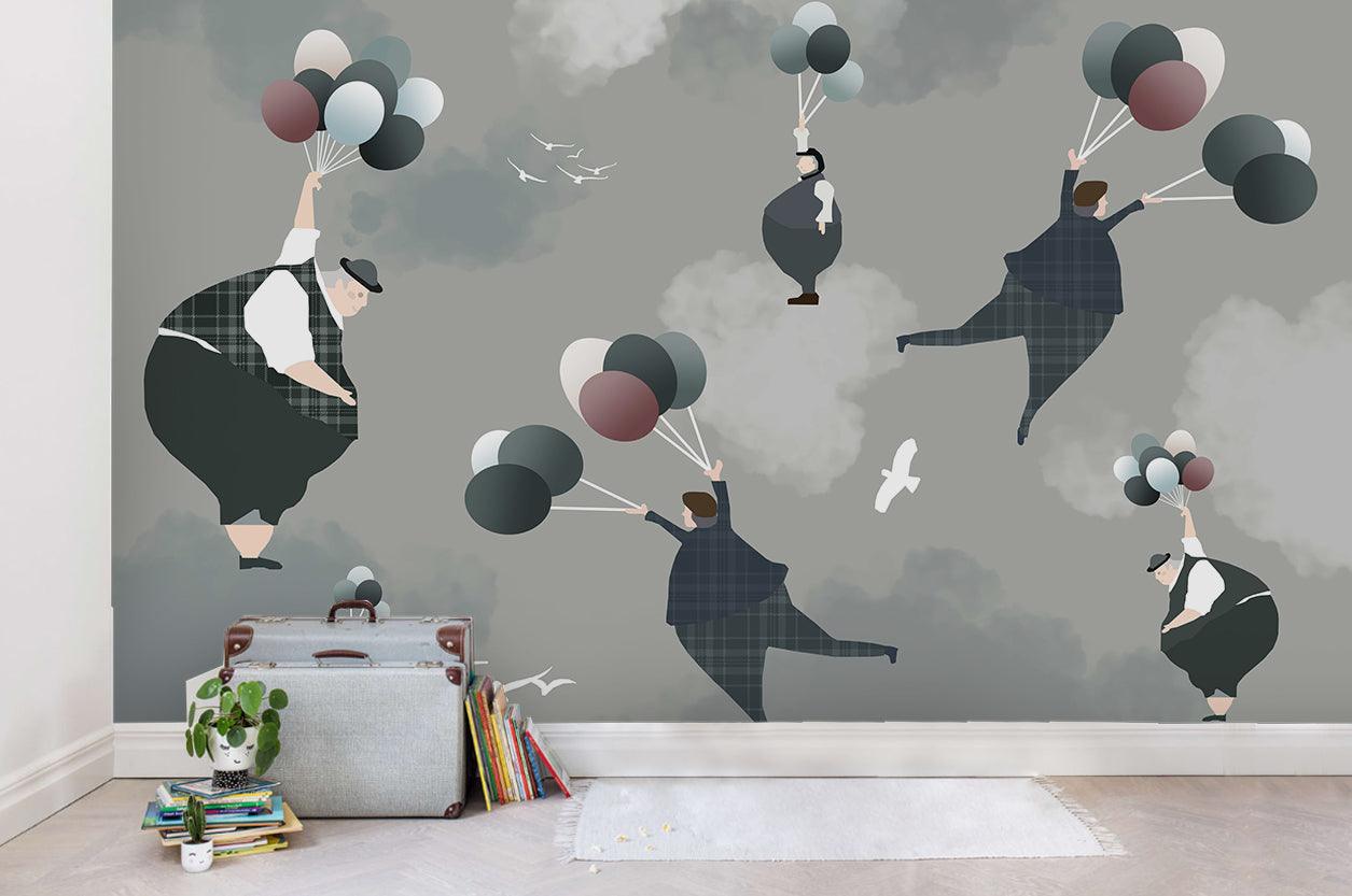 3D Grey Cartoon Balloon Wall Mural Wallpaper 40- Jess Art Decoration