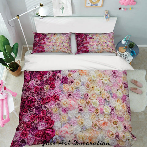 3D Pink Rose Floral Quilt Cover Set Bedding Set Pillowcases 07- Jess Art Decoration