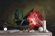 3D Red Floral Green Leaves Oil Painting Wall Mural Wallpaper 43- Jess Art Decoration