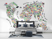 3D World Map Aninmal Wall Mural Wallpaper WJ 5249- Jess Art Decoration